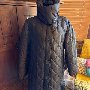 Gallery High-Neck Chocolate Brown Puffer Jacket, Size XL